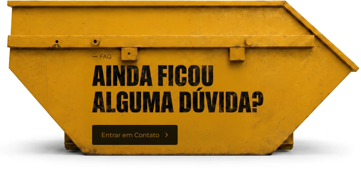 Caçamba verde com a pergunta: ainda ficou alguma dúvida?